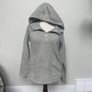 COLUMBIA Women's Woven Snap Button Pullover Hoodie Size L In Gray